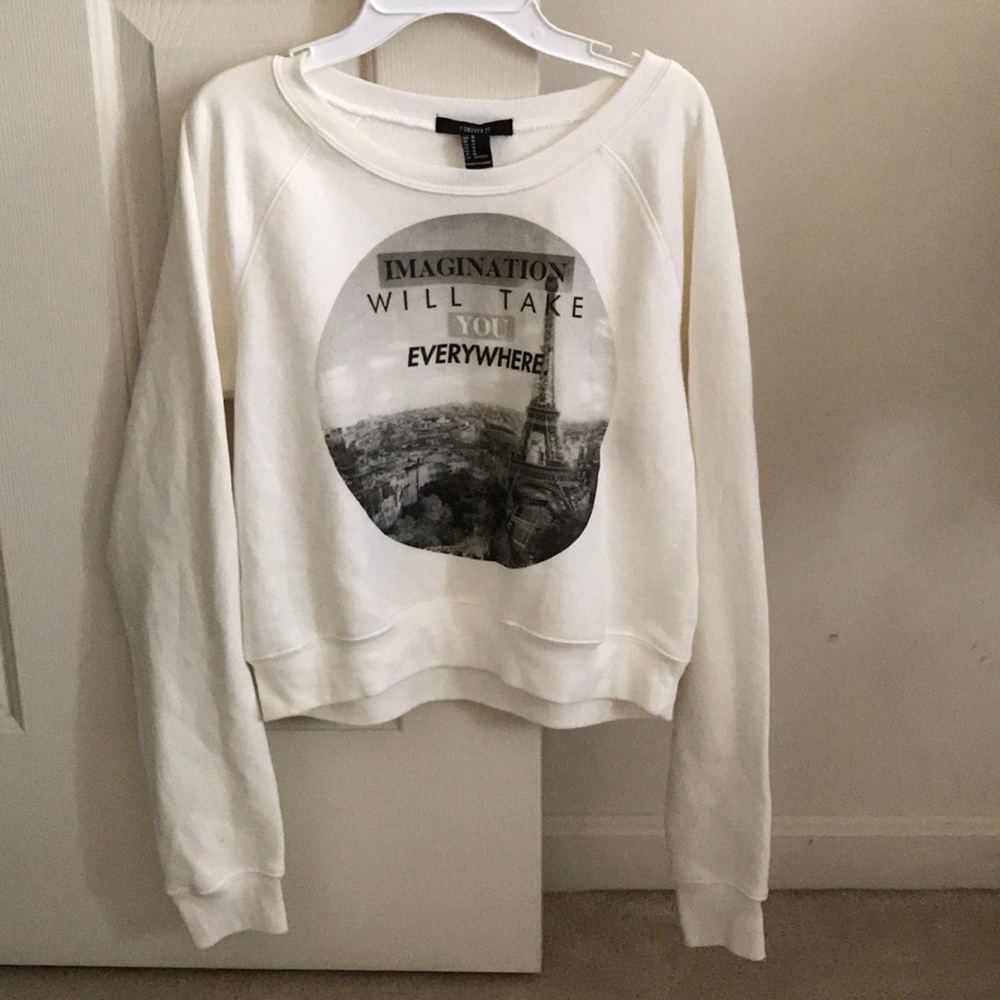 Forever 21 White Imagination Crewneck